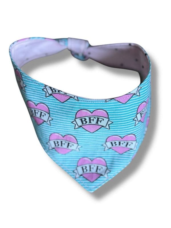 BFF and dots reversible dog bandana